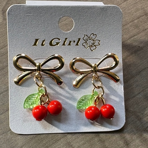 It Girl Jewelry - It Girl Cherry Bow Earrings